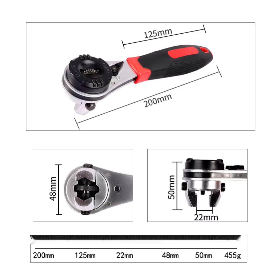 Eén sleutel voor alles: Welltool Universele Verstelbare Ratelsleutel (6-22mm)